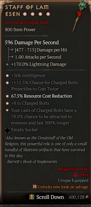 MMOJUGG Diablo 4 STAFF OF LAM ESEN#1060382 Buying Page Display