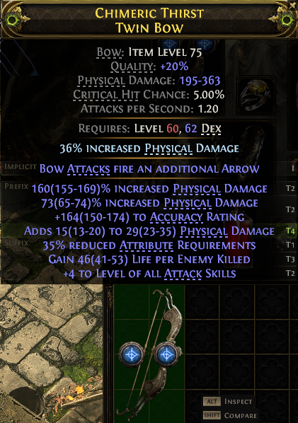 Buy Path of Exile 2 Chimeric Thirst Twin Bow 4 Attack Skill Lvls ...